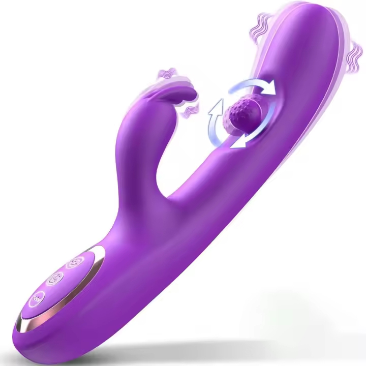 Vibrador Dildo G Spot 3 En 1 De Silicona Suave Con Estimulación De Clítoris Rotación De 360° Potente Juguete Sexual Para Adultos Para Mujeres Y Parejas - 1