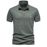 Camisas Polo De Algodón Para Hombre AIOPESON Estilo Casual Manga Corta Solida Nuevo Ropa De Verano Antipelusa - details 9