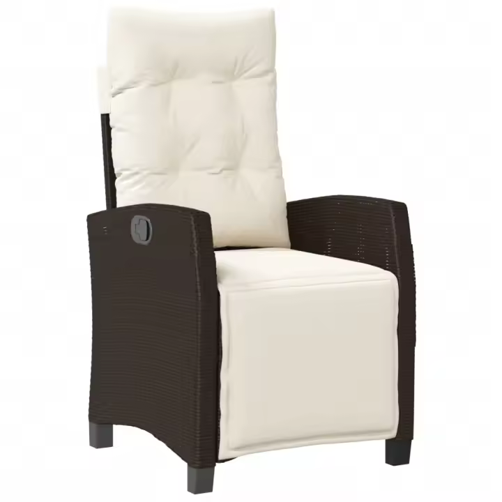 vidaXL Sillón reclinable de jardín con reposapiés ratán PE marrón - 1