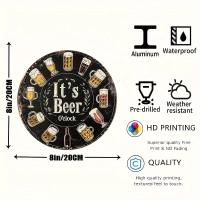 Cartel Redondo De 8x8 En Aluminio Festivo 'Es Hora De La Cerveza' Ideal Para Decoración De Cocina Oficina Garage Impresión HD - details 7