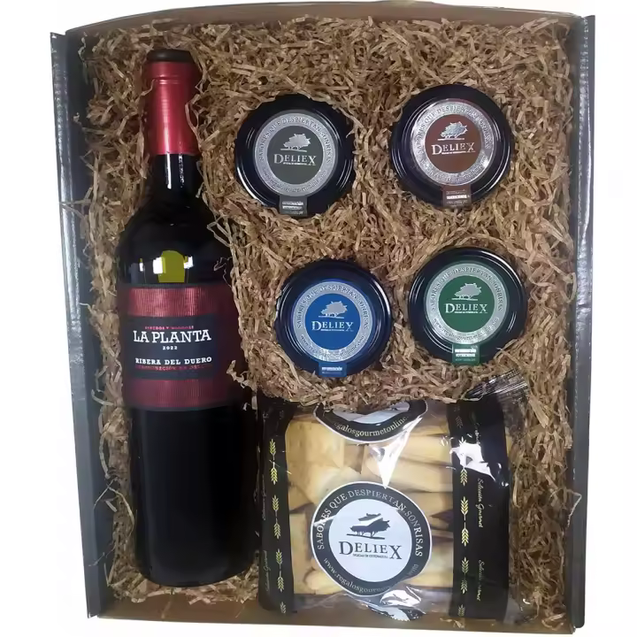 Deliex. Pack Picoteo 3 - Vino La Planta, un surtido de cremas de queso y deliciosos picos para acompañar - 1