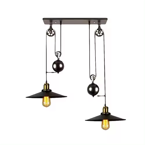 LÁMPARA Antigua Europea Ajustable, DIÁMETRO Ø260MM, Dos Cabezales, Base E27, Negra, para Cocina DOMÉSTICA, HABITACIÓN DE Invitados, Estudio, Comedor, Bar, - 1