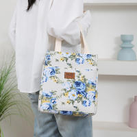 Nueva Bandolera De Lona Con Estampado Floral Bolsa De Almuerzo Portátil Con Varios Bolsillos Y Cierre De Cremallera Para El Día a Día - details 15