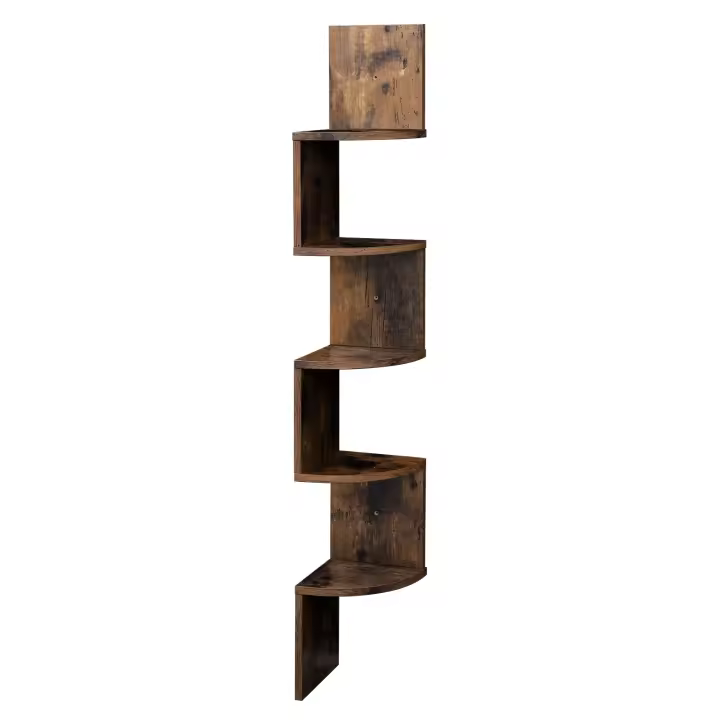 VASAGLE Estantería de Esquina de Montaje en Pared, Estantería Esquinera de 5 Niveles, Estantería de Plantas, para Dormitorio, Sala de Estar, Baño, Oficina en Casa, Blanco Nube/Marrón Rústico - 1