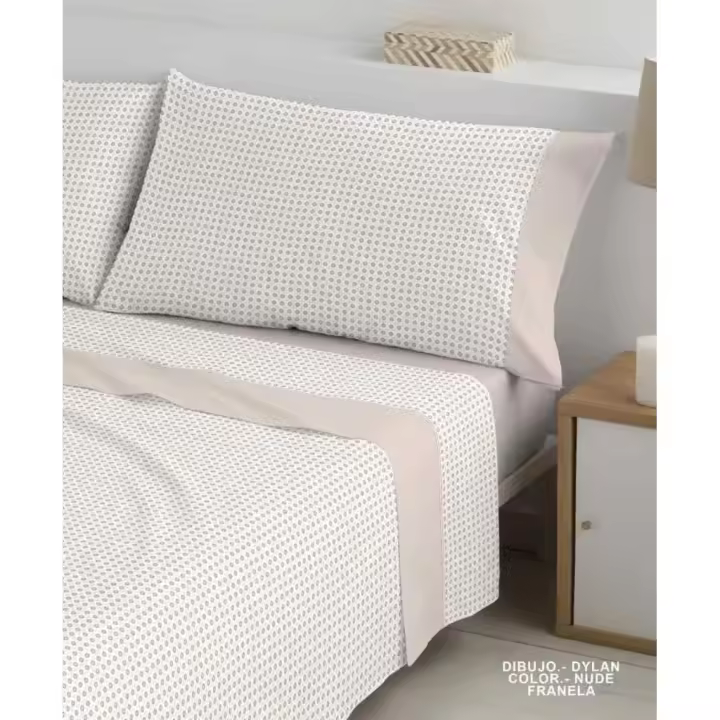 Juego de Sábanas de Franela, Modelo Dylan, Varios Modelos Disponibles, Color Nude, Polo Polo - 1