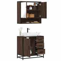 vidaXL Set de muebles de baño 2 pzas madera contrachapada en color Gris sonoma/Roble Sonoma/Roble ahumado y más | almacenamiento funcional diseño moderno para baño dormitorio sala - details 3