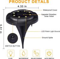 Luz solar al aire libre, 8 luces solares LED para jardín, focos solares empotrados IP65 a prueba de agua, luz solar de césped para jardín patio terraza camino de césped (blanco) - details 0