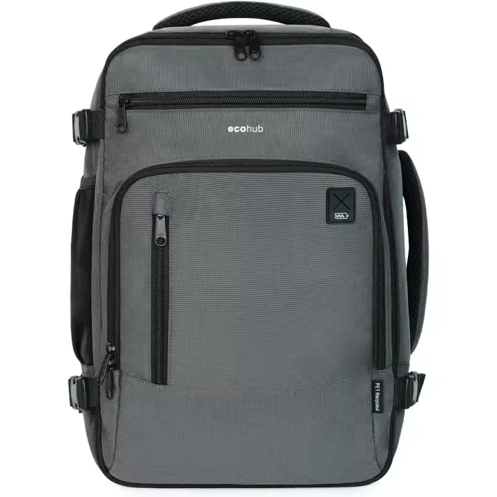 Ryanair Mochila de viaje Avión de cabina 40x20x25 Maletas de viaje de cabina Bolsa de viaje Bolsa de ordenador portátil Estuche de mano Debajo del asiento Mochila Eco para mascotas para equipaje de mano 20L, gris, 40x25x20 cm, portátil - 1