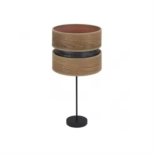 FABRILAMP Lámpara de Mesa Sobremesa Alto Colet 1xe27 Negro/Madera Oscura 61x30x30 Cm - Diseño Elegante - 1
