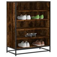 vidaXL Zapatero de madera de ingeniería y metal 75x38x97,5 cm en color Negro/Roble ahumado/Marrón roble y más - details 1