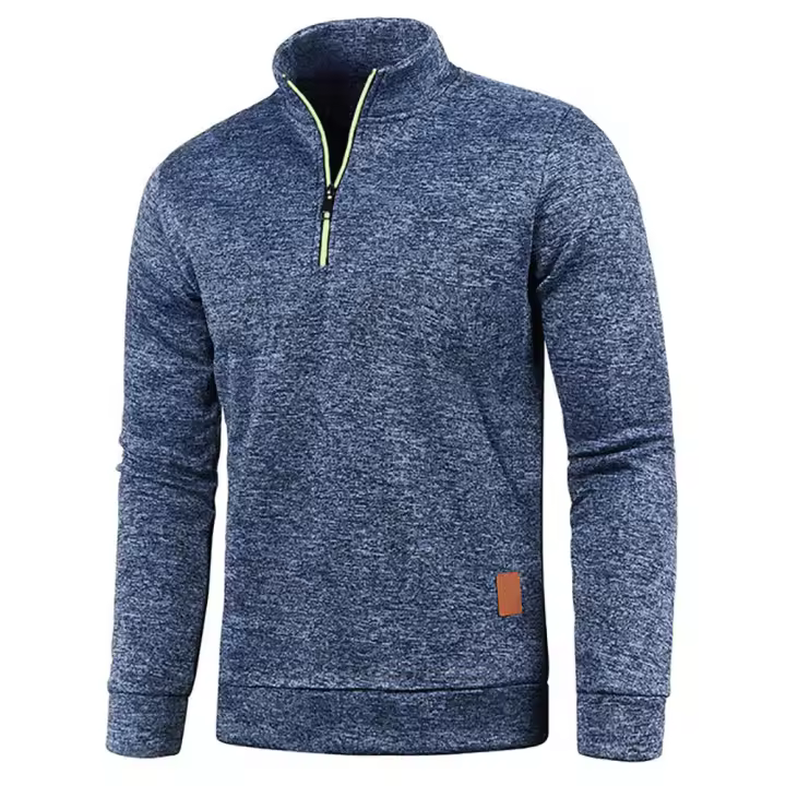  Sudadera De Punto De Polyester Para Hombre Con Cuello Alto Y Cremallera Media Casual Para El Día a Día Estación Primavera Otoño Sin Capucha - 1