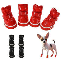 4pcs Zapatos De Invierno Para Perros Pequeños Cuero Antideslizante Y Impermeable Botas Para Puppies Calientes Para Chihuahua Y Gatos - details 1