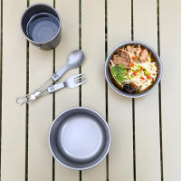 Tomshoo Contenedor De Alimentos 400ml / 500ml Bol De Titanio Plegable Para Camping Picnic Y Turismo Hiking Utensilios De Comida Para 1-2 Personas - details 6