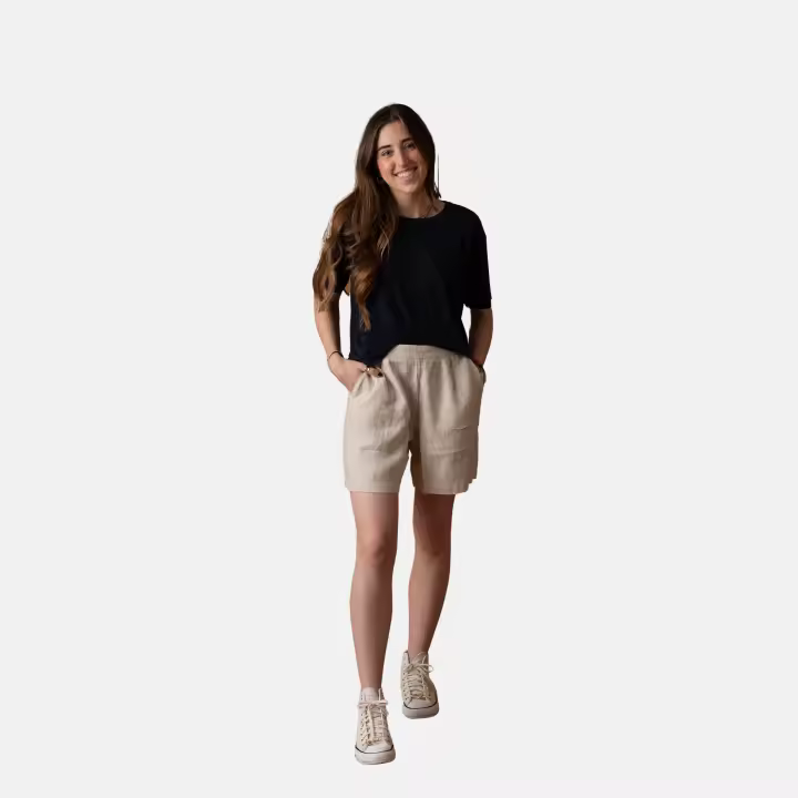 Yerse - 40891_4 - Shorts De Lino Con Bolsillos - Mujer - 1