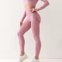 Mallas deportivas sin costuras para mujer, Leggings de cintura alta, elásticos, lisos, para correr, de secado rápido, Push Up, ajustados - details 0