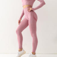Mallas deportivas sin costuras para mujer, Leggings de cintura alta, elásticos, lisos, para correr, de secado rápido, Push Up, ajustados - details 0