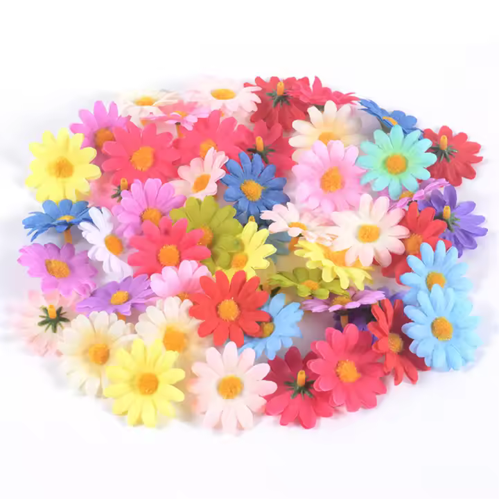 50Pcs Cabezas De Girasol Artificial Daisy Flor Silken Para Decoración De Bodas DIY Artesanía Y Decoración De Hogar - 1