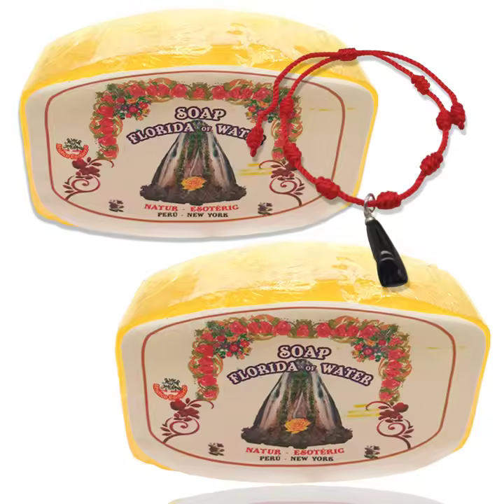 MercaBeauty - Jabón Agua Florida Relajante cuerpo y mente【2 unidades】+ Pulsera 7 nudos roja - Limpia, purifica y aleja energías negativas - 1