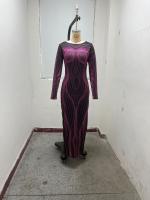 Vestido De Mujer Estilo Europeo Y Americano Largo Manga Larga Cuello Redondo Moda Estampada Ajustado Cintura Natural Primavera 2024 - details 9