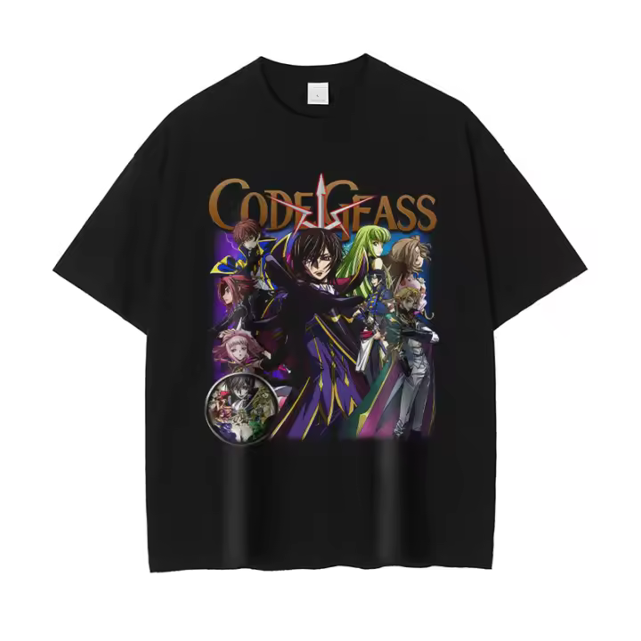Camiseta Anime CODE GEASS Vintage Lelouch Lamperouge T-shirt Oversize Streetwear Manga C.C. Para Mujer 100% Algodón - 1
