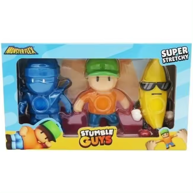 MONSTERFLEX Stumble Guys, Pack de 3 Figuras del Videojuego, muñeco Extensible y elástico, 25 cm, para coleccionar, Adultos Fans coleccionistas, niños +6 años (Bizak 64390005) - 1