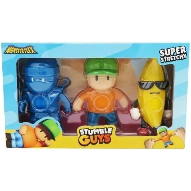 MONSTERFLEX Stumble Guys, Pack de 3 Figuras del Videojuego, muñeco Extensible y elástico, 25 cm, para coleccionar, Adultos Fans coleccionistas, niños +6 años (Bizak 64390005) - 1