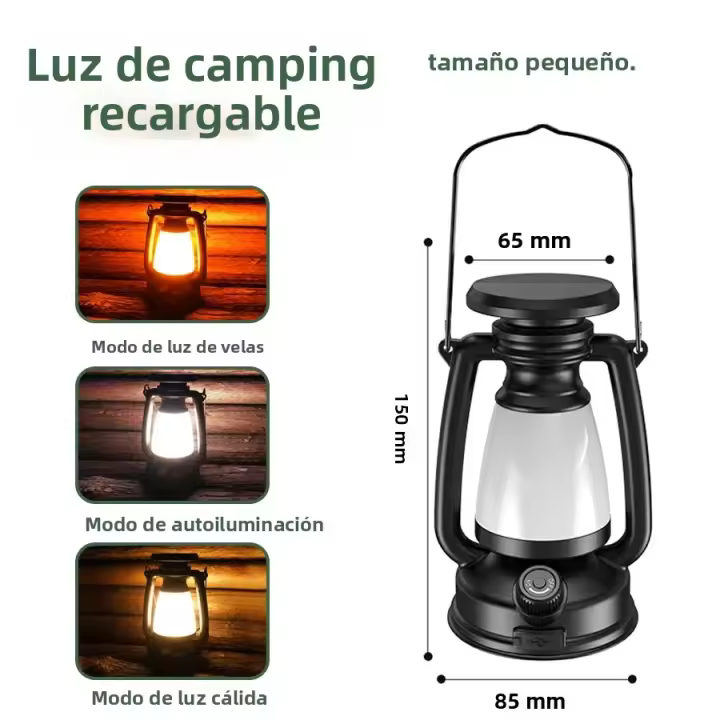 Lámpara De Camping Portátil Recargable Por USB Y Solario Con 3 Modos De Iluminación Luz De Tent Para Exteriores Colgante - 1