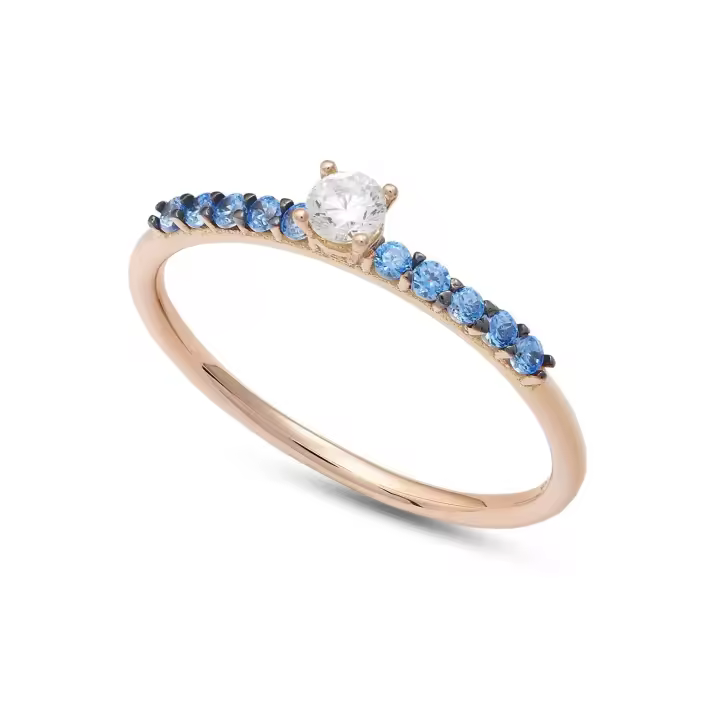 Aaz 121 Ambrosia anillo de Mujer Oro Rojo 18kt zirconia y Azul y Blanco Ambrosia - 1