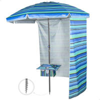 AKTIVE, Sombrilla playa antiviento, Marinera, 210 cm, Protección UV50, Mástil acero, Inclinable y regulable en altura, Tejido poliéster Oxford, Sombrilla para la playa, Sombrillas grandes, Sombrilla playa grande - details 0