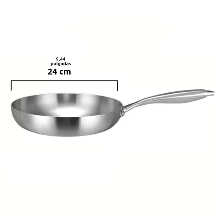 Sartén de freír 24/26/28cm Arce inoxidable 304 2mm Grueso wok pan 5 Capas Cocina profesional para Gas y inducción - 1