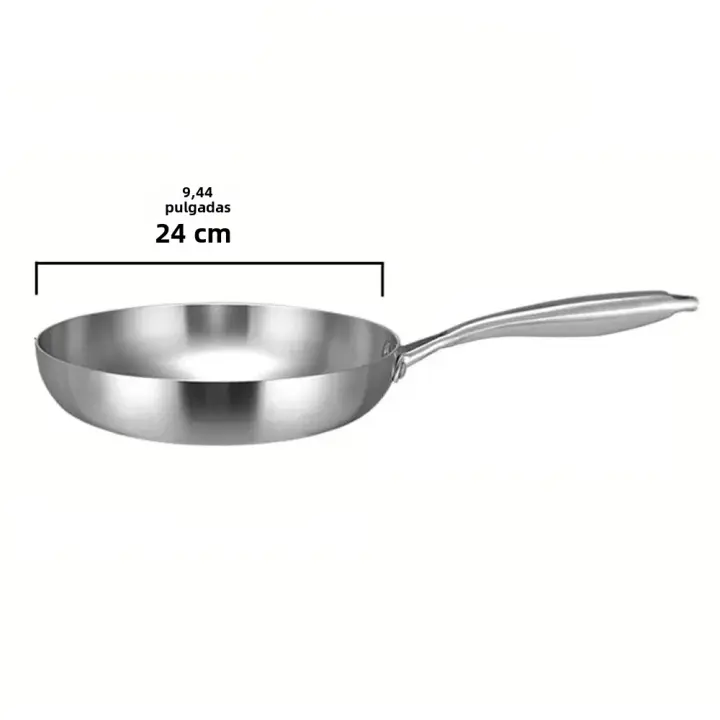 Sartén de freír 24/26/28cm Arce inoxidable 304 2mm Grueso wok pan 5 Capas Cocina profesional para Gas y inducción - 1