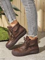 SP Nuevas Botas individuales de otoño Y invierno para Mujer, hecho a mano, estilo retro, casual, de Suela Gruesa, comodas, Con Cordones y Suela suave. - details 10