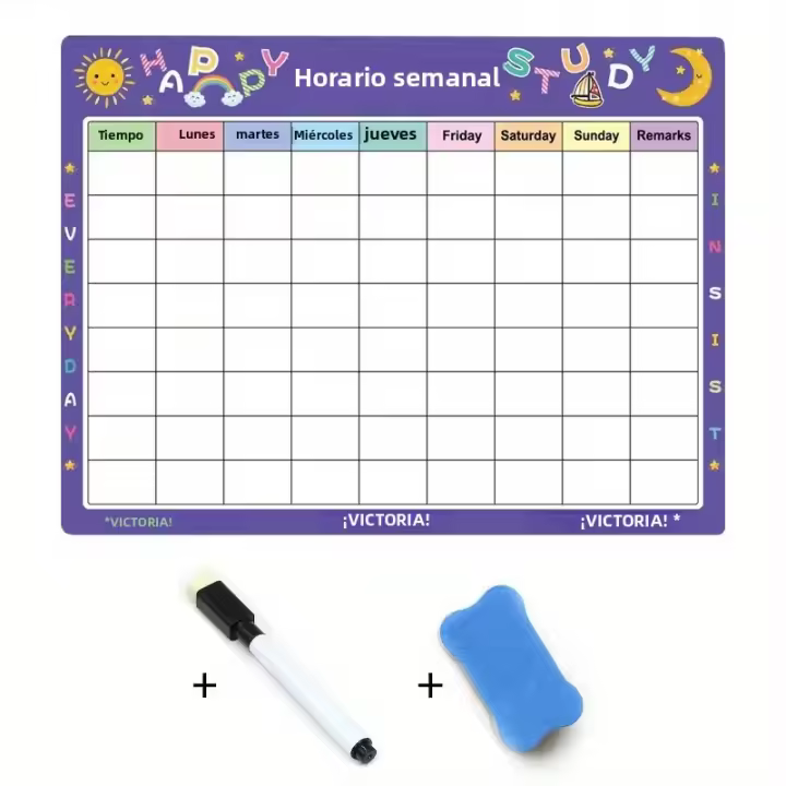 Calendario Magnético Para Nevera Planificador Semanal Y Mensual Tablero De Pizarra Blanca Con Sticker Para Mensajes Menú - 1