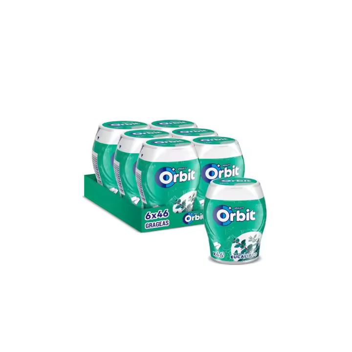 Orbit Bote de Chicles Sin Azúcar Sabor EUCALIPTO, Fresco, Intenso - Gragea (6U x 46Chicles) NUEVO FORMATO - 1