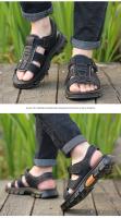 Sandalias Para Hombre Ajustables De Color Sólido Con Suela De Goma Duradera Y Comodidad Respirable PU Para Caminar Al Aire Libre - details 17