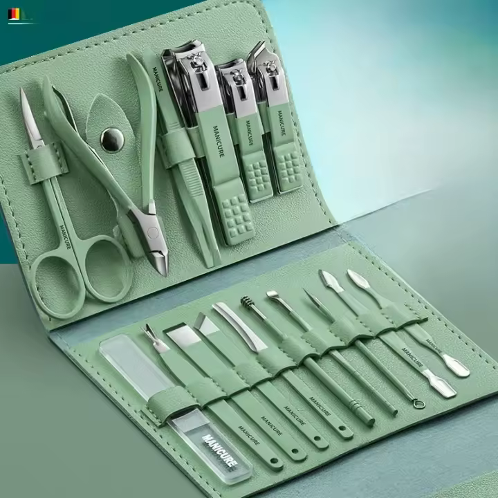 Set De Manicura Y Pedicura Profesional 16 En 1 De Alta Calidad Con Estuche Portátil De Cuero Regalo Para Hombres Kit Completo De Acero Inoxidable - 1