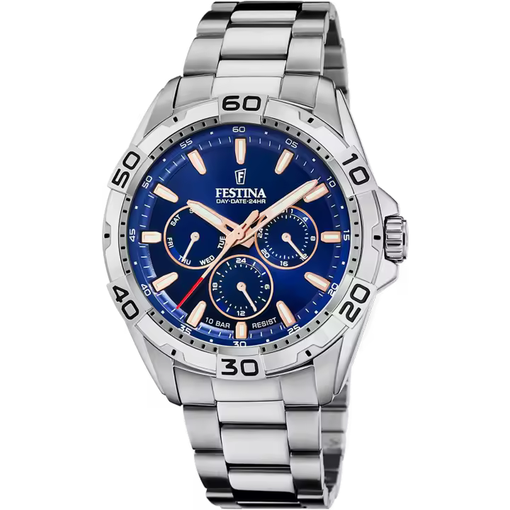 Reloj FESTINA Hombre Multifunction F20623/2 - Acero con esfera azul - WR 100m - 1