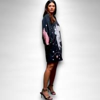 Vestido Ángeles Anabel Lee Mujer | Negro Evasé Constelaciones Strass | Frase Inspiradora - details 5
