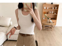 Top Corto De Verano Para Mujer Sin Mangas En Estilo Casual Suéter De Encaje Con Ribbing Solido Camiseta De O-Neck Moda Urban Streetwear - details 21