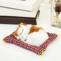 Modelo De Animal De Peluche Simulación De Gato Durmiente Con Sonido Para Jardín Micro Paisaje Decoración De Escritorio - details 3