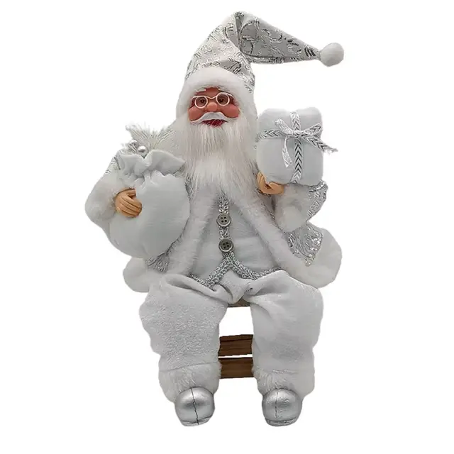 Estatua De Santa Claus Sentado De 14 Pulgadas Decoración De Personaje Navideño Muñeco De Santa Claus Creativo Para Decoración De Fiesta Navideña - 1