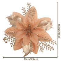12pcs Flores De Poinsettia Artificiales - Sin Plumas Plásticas Ni Brillo Decoraciones De Navidad Para Árbol Corona Guirnalda - details 7