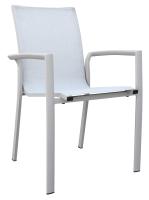Silla de Jardín con Brazos de Aluminio en Color Beige - Resistente, Ligera y Elegante para Terraza, Balcón o Patio | Diseño Ergonómico, Apilable y Fácil de Limpiar | Ideal para Exteriores, Resistente a la Intemperie y Rayos UV | Home and More - details 0