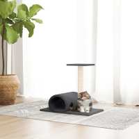 vidaXL Poste rascador para gatos con túnel 60x34,5x50 cm poste rascador Color Crema,  Gris claro,  Gris oscuro y mas - details 2