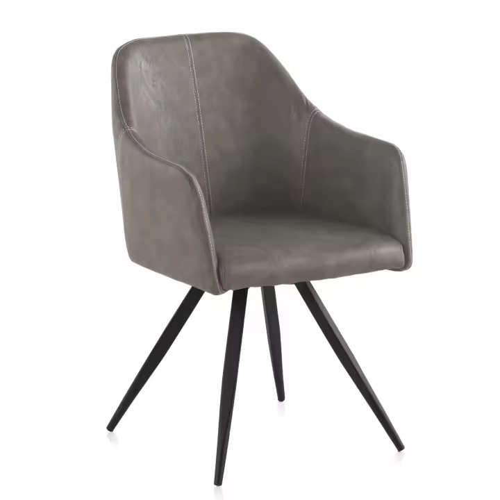 Silla Tapizada En Polipiel Marrón Con Patas De Metal El mejor complemento para tu hogar. Fijalo - 1