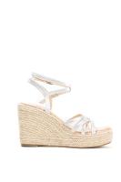 Lyla Wang sandalias doradas cuña alta de esparto con plataforma con tiras cruzadas plantilla acolchada - details 8