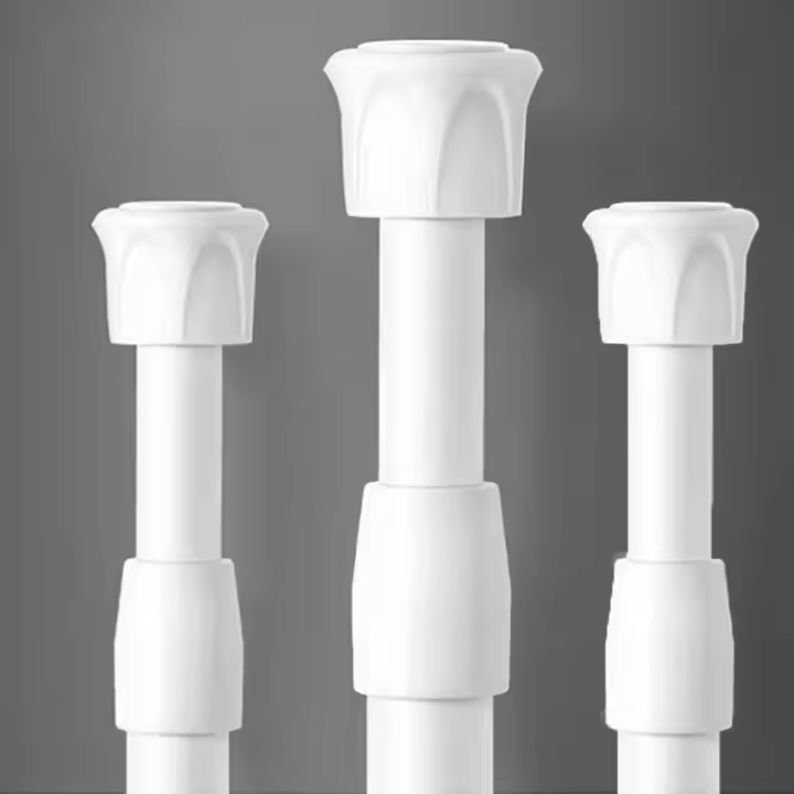 Barra de Cortina de tensión de 3 piezas, Barra de Cortina de longitudinal ajustable, Barra de Ducha telescopica, White30-50cm - 1