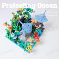 MOC Bloques De Construcción Submarinos Para Niños Animales Rayas Tortugas Delfín Peces Octopus Modelo Set Juguetes Regalos - details 0