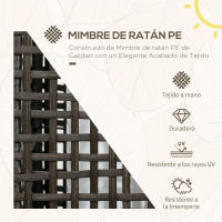 Outsunny Linterna de Jardín de Ratán Sintético Luces Solares Exterior con Luces LED Encendido/Apagado Automático para Terraza Balcón Patio Gris - details 4