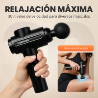RELAXTY Masajeador Muscular Profesional – Pistola de 30 Niveles, 6 Cabezales Intercambiables, Silenciosa, Batería de 5H, Pantalla LCD Táctil, Estuche Incluido y Carga USB-C | Opción con bandas elásticas incluidas - details 1